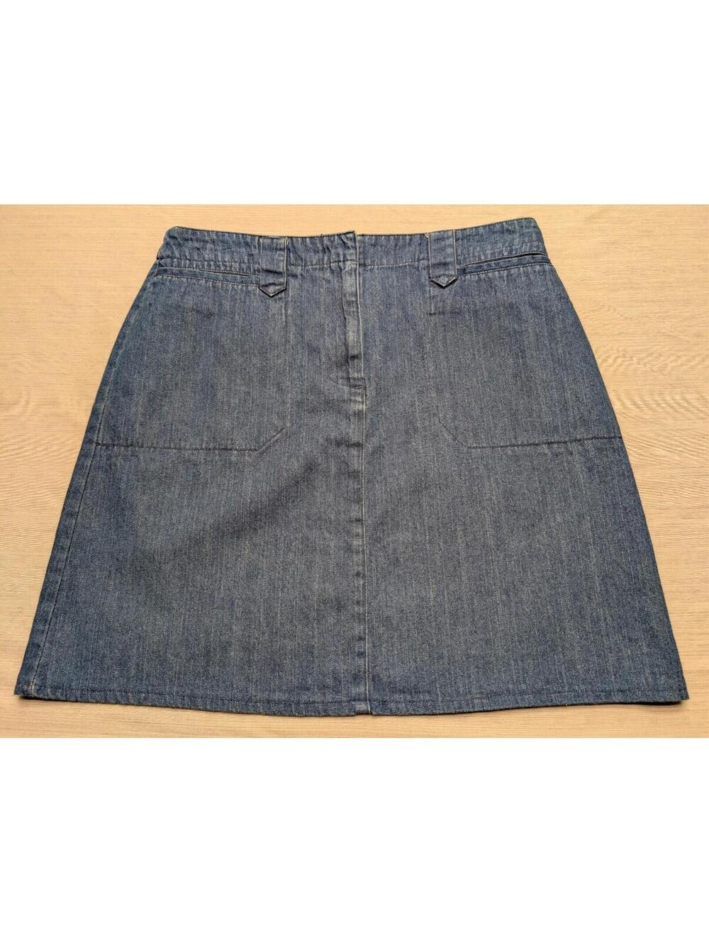 White Stag Denim Skirt Dark Wash Pockets Belt Loops Size 10